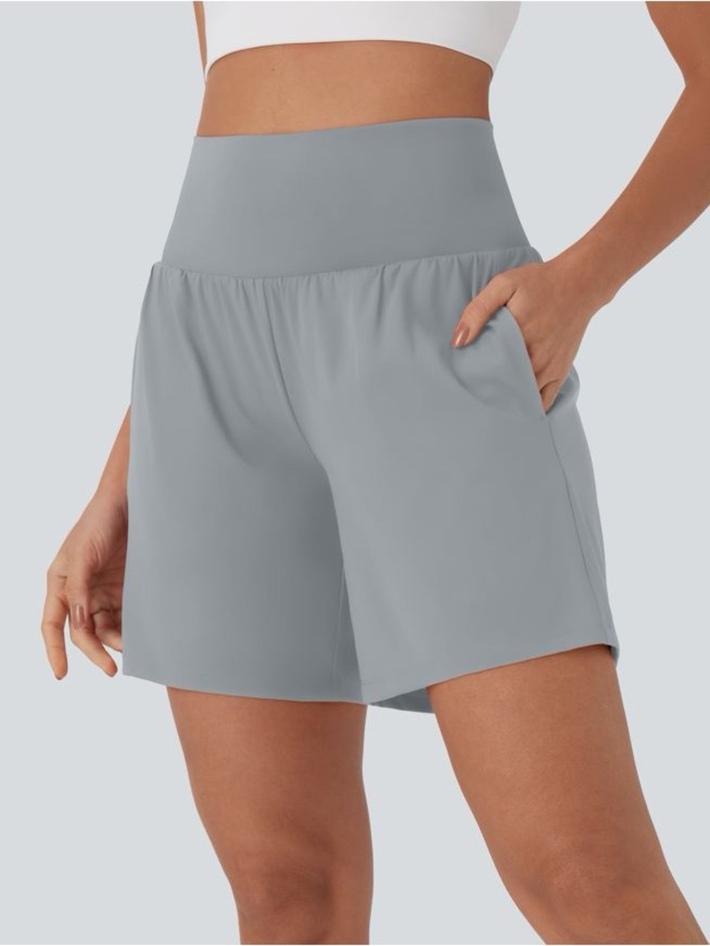 HALARA High-Waist Athletic Shorts in Gray